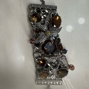 Betsey Johnson Amber Crystal Bird Chain Bracelet